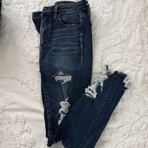 American Eagle Outfitters Navy Distressed Skinny Jeans